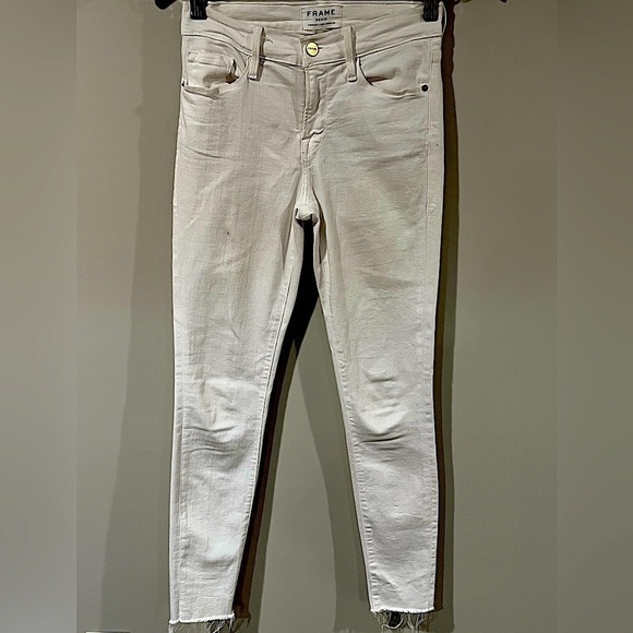 Women’s FRAME Denim Size 25 Le Skinny de Jeanne White Cropped Ankle Jeans Pants - Picture 1 of 11